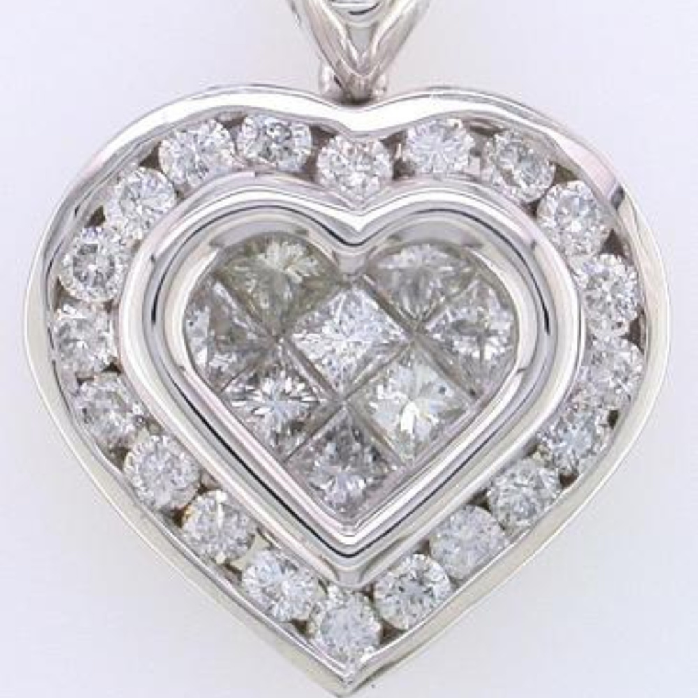 Diamond Invisible Set Pendant .82TDW 18KT White